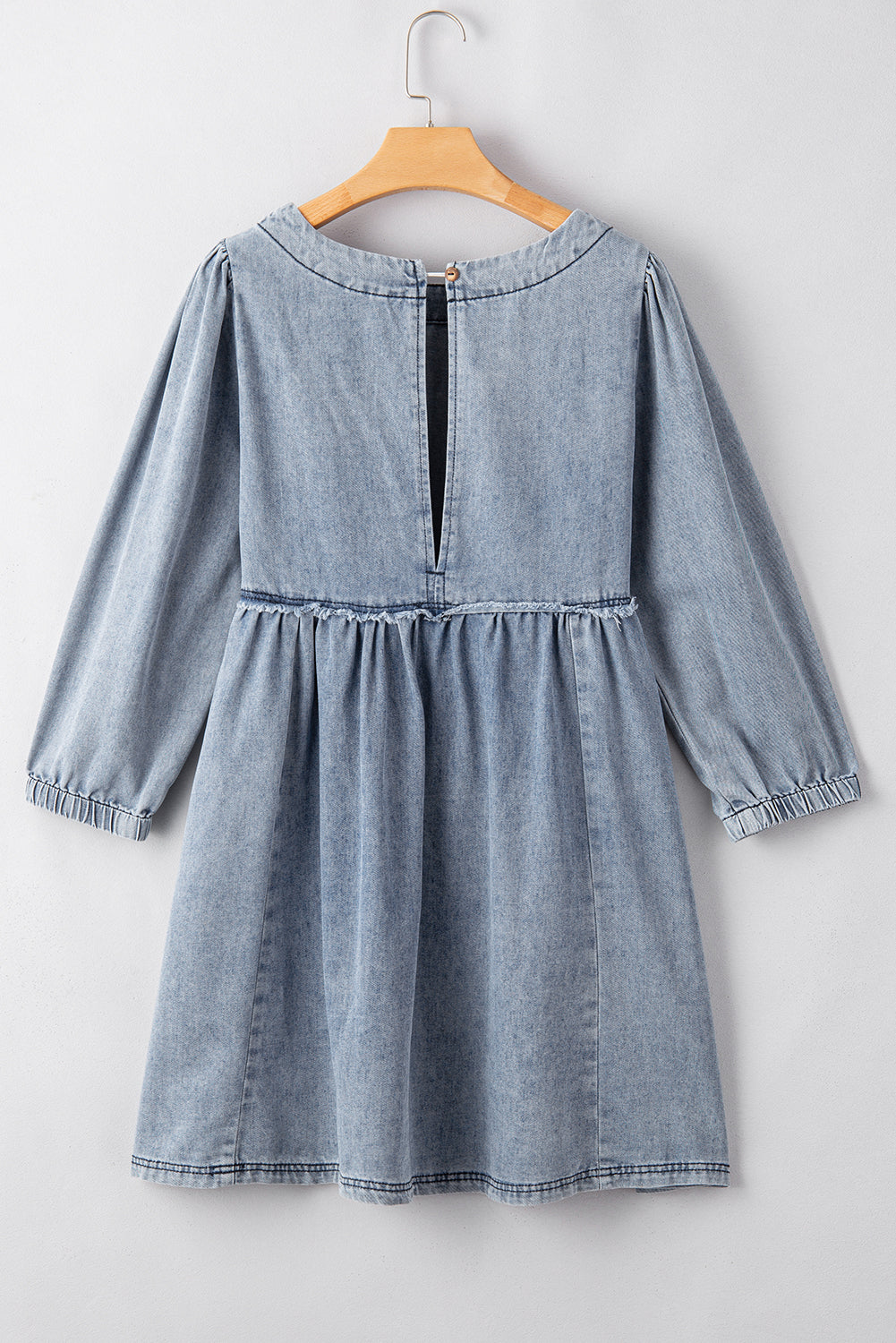 Beau Blue Light Wash High Waist Loose Fit Denim Mini Dress