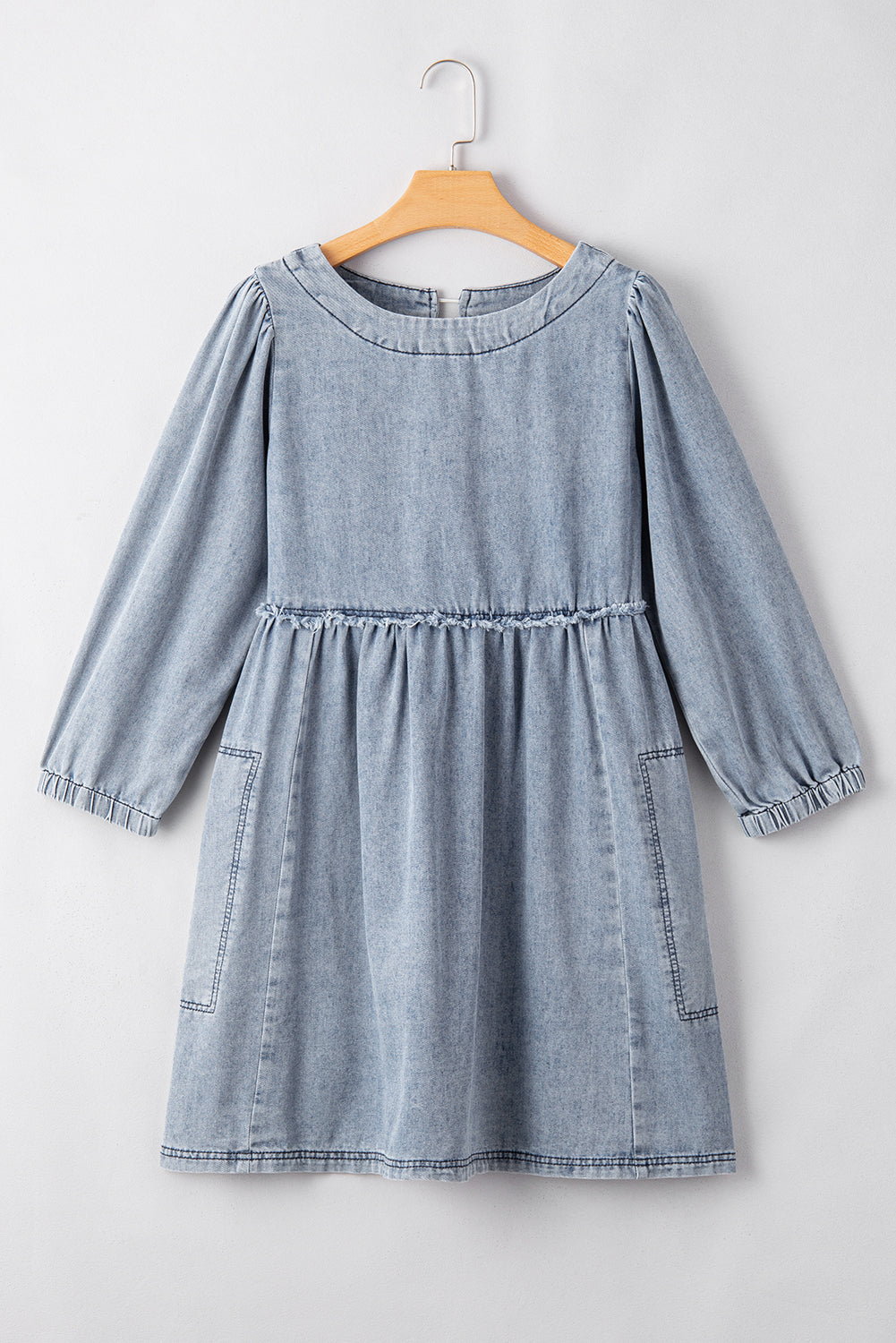 Beau Blue Light Wash High Waist Loose Fit Denim Mini Dress