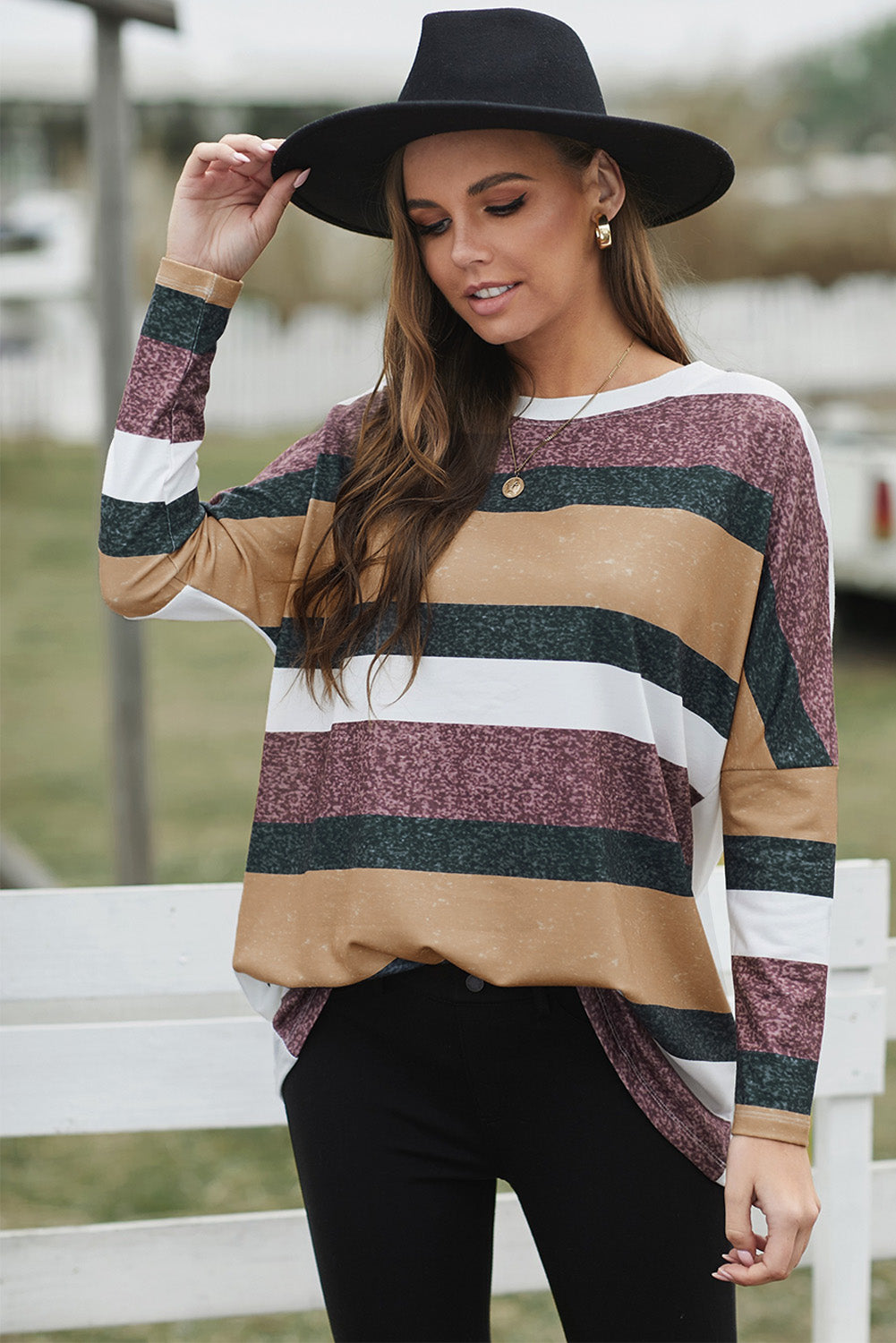 Multicolor Striped Long Sleeve Tunic