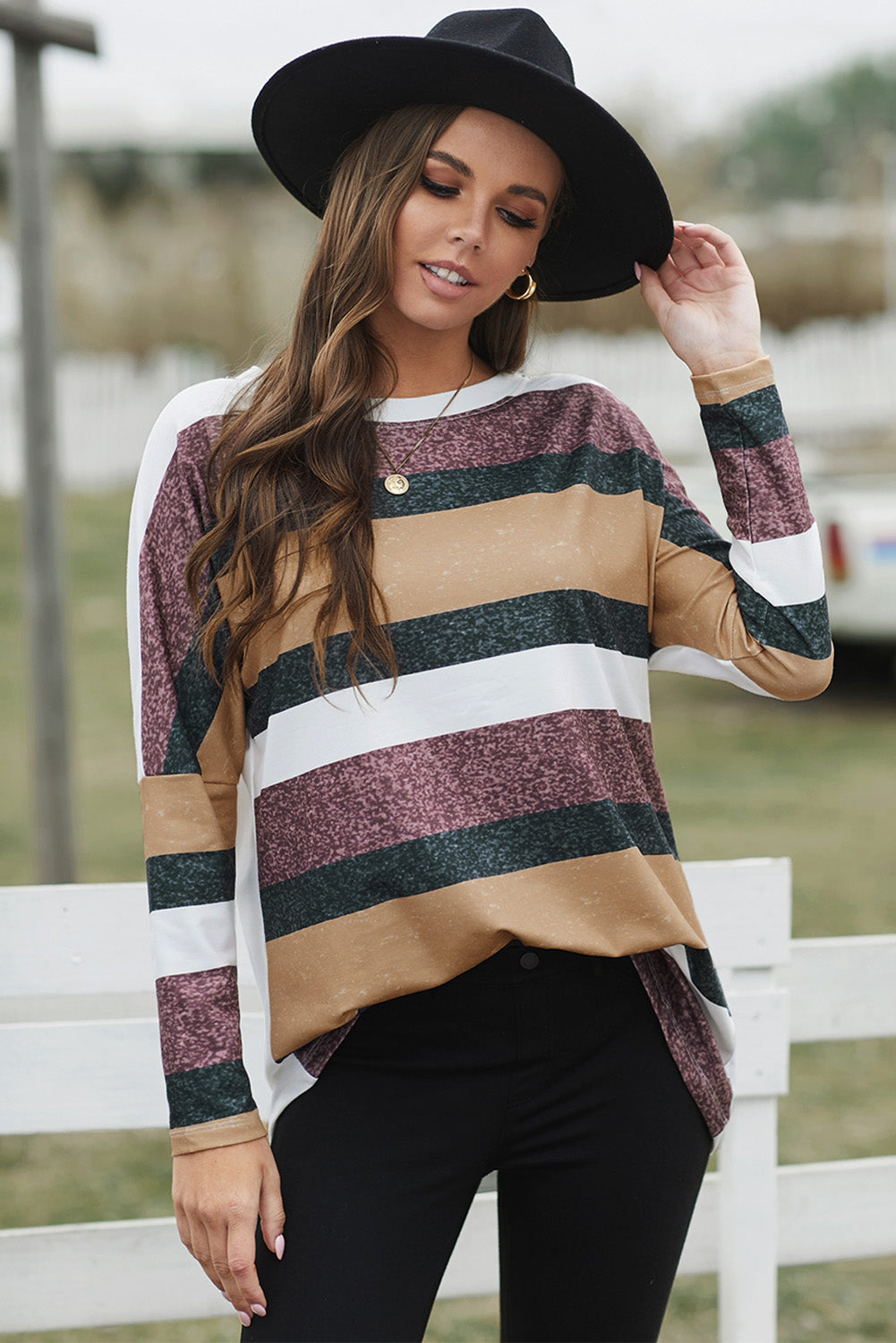 Multicolor Striped Long Sleeve Tunic