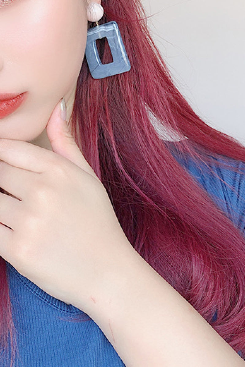 Thick Rectangle Marble Earrings